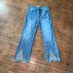 Risen wide leg normcore 9/29 bling fringe hem Eras jeans